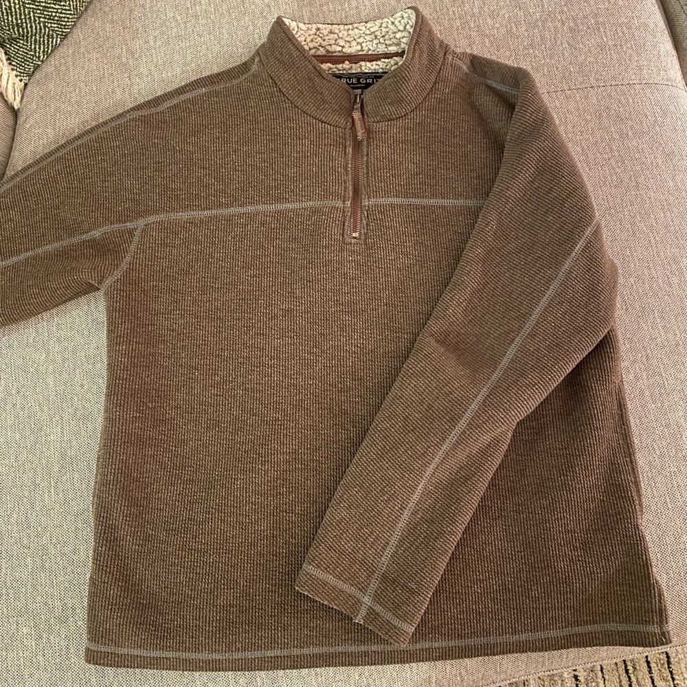 True Grit - Bonded Vintage Cord 1/4 Zip Pullover - Brown - XL